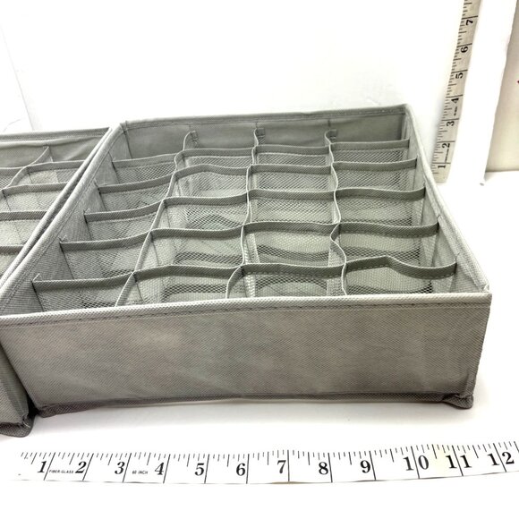 (2) Foldable Gray 24-Compartment Drawer Organizer/Socks/Underwear/Storage 15a - Picture 2 of 6